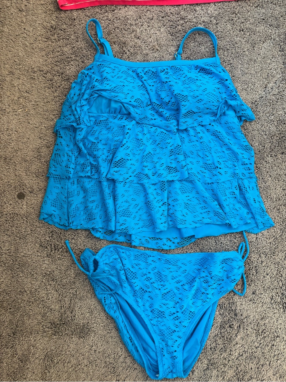 Kenneth Cole Reaction Turquoise Lace Overlay Tankini